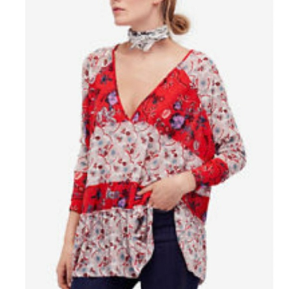 Free People Boho Long Sleeve Floral Blouse - Picture 3 of 10